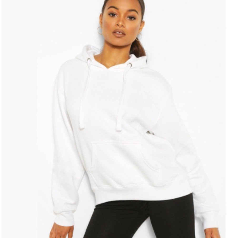 White oversized unopened hoodie